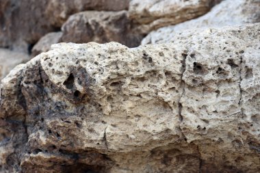 Mısır. Giza. Piramidin kireçtaşı blokları. Yakın plan..