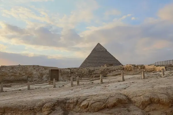 stock image Egypt. Giza. Frontal view of two pyramids.