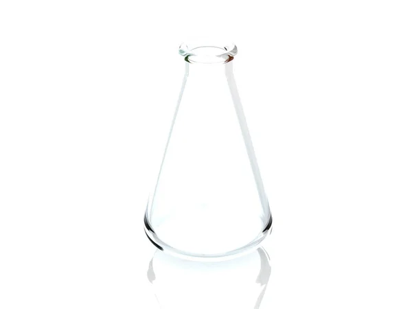 Колба Білому Тлі Лабораторний Скляний Посуд Візуалізація Висока Роздільна Здатність — стокове фото