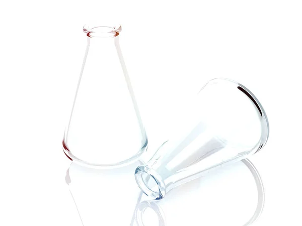 Колба Білому Тлі Лабораторний Скляний Посуд Візуалізація Висока Роздільна Здатність — стокове фото