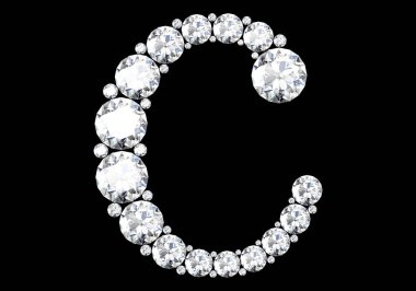 Siyah.3d render izole değerli taşlar ile elmas harfler