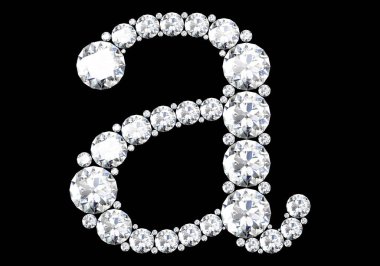 Siyah.3d render izole değerli taşlar ile elmas harfler