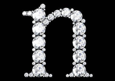 Siyah.3d render izole değerli taşlar ile elmas harfler