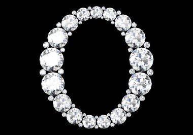 Siyah.3d render izole değerli taşlar ile elmas harfler