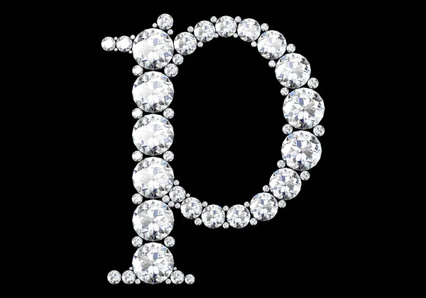 Letras Diamantes Con Piedras Preciosas Aisladas Negro Representación — Foto de Stock
