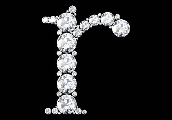Diamond Letters Gemstones Isolated Black Rendering — Stock Photo, Image