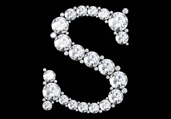 Diamant Letters Met Edelstenen Geïsoleerd Zwart Rendering — Stockfoto