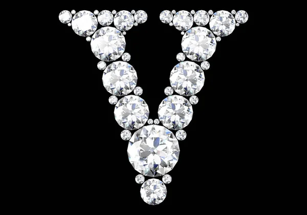 Diamant Bokstäver Med Ädelstenar Isolerade Svart Rendering — Stockfoto
