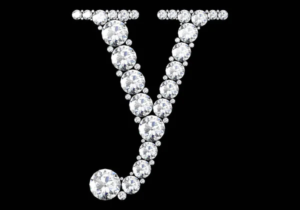 Letras Diamantes Con Piedras Preciosas Aisladas Negro Representación —  Fotos de Stock