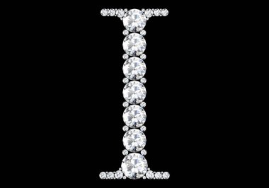 Mücevher taşlı elmas harfler (yüksek çözünürlüklü 3B resim)