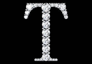 Mücevher taşlı elmas harfler (yüksek çözünürlüklü 3B resim)