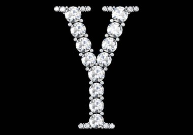 Mücevher taşlı elmas harfler (yüksek çözünürlüklü 3B resim)