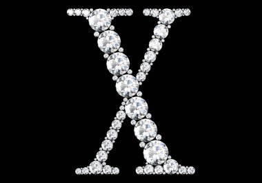 Mücevher taşlı elmas harfler (yüksek çözünürlüklü 3B resim)