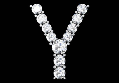 Mücevher taşlı elmas harfler (yüksek çözünürlüklü 3B resim)