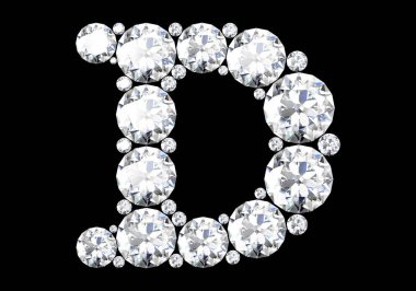 Mücevher taşlı elmas harfler (yüksek çözünürlüklü 3B resim)