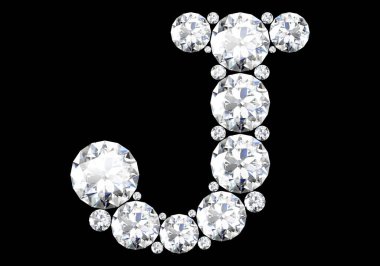 Mücevher taşlı elmas harfler (yüksek çözünürlüklü 3B resim)