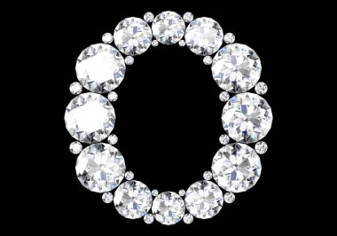 Mücevher taşlı elmas harfler (yüksek çözünürlüklü 3B resim)