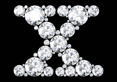 Mücevher taşlı elmas harfler (yüksek çözünürlüklü 3B resim)