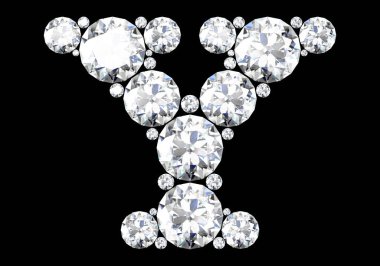 Mücevher taşlı elmas harfler (yüksek çözünürlüklü 3B resim)