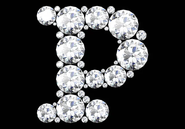宝石付きダイヤモンド文字 高解像度3D画像 — ストック写真
