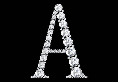 Mücevher taşlı elmas harfler (yüksek çözünürlüklü 3B resim)