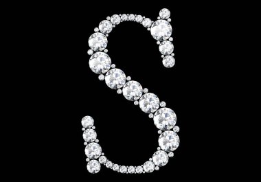 Mücevher taşlı elmas harfler (yüksek çözünürlüklü 3B resim)