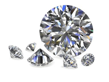 Beyaz arka planda (yüksek çözünürlükte 3d görüntü elmas)