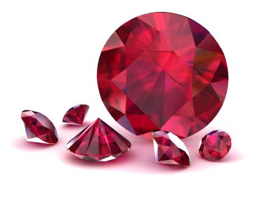 Ruby, citrine beyaz arka planda (yüksek çözünürlükte 3d görüntü)