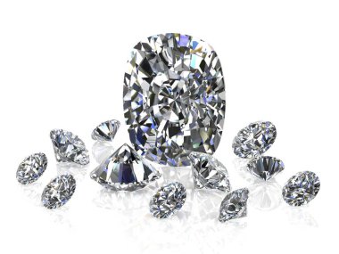 Beyaz arka planda (yüksek çözünürlükte 3d görüntü elmas)