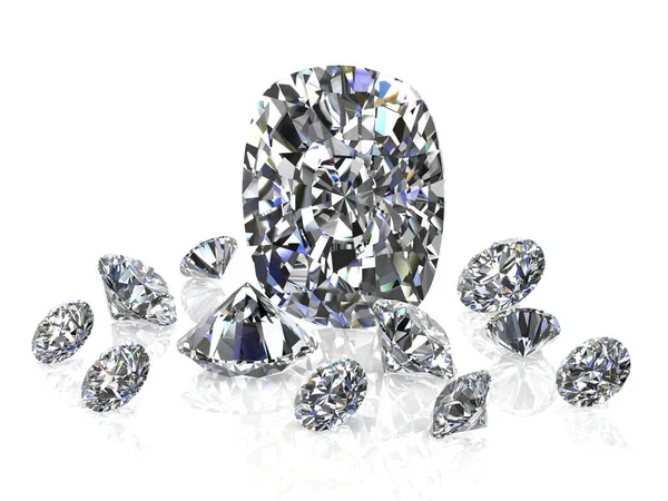 Beyaz arka planda (yüksek çözünürlükte 3d görüntü elmas)