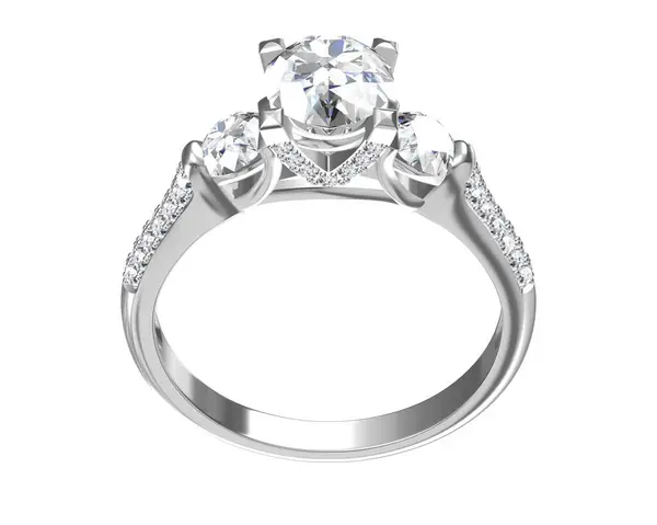 ホワイトゴールドボディのダイヤモンドリングは 最も豪華な3Dレンダリングを形作ります ストック画像