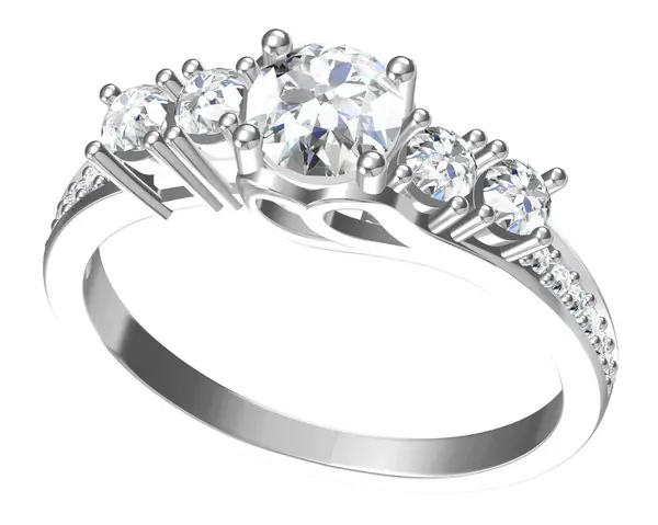 Diamantes Anel Forma Corpo Ouro Branco Renderização Mais Luxurious Imagens Royalty-Free