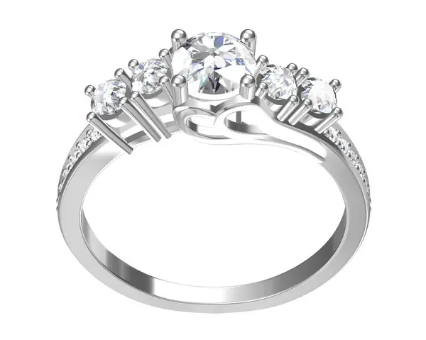 Diamanten Ring Witgouden Body Vorm Meest Luxueuze Rendering Stockafbeelding