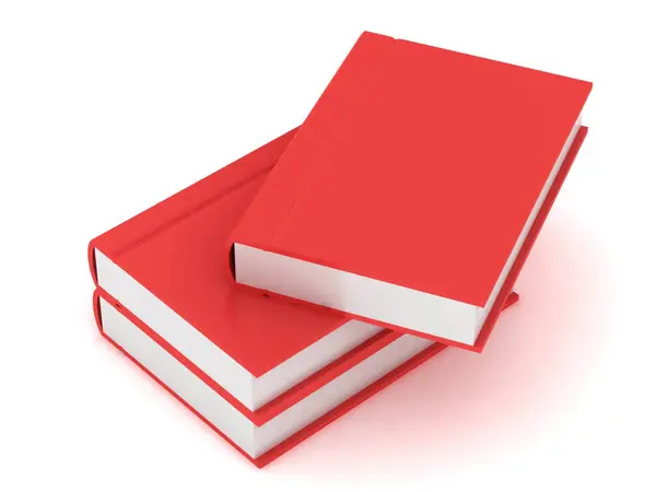 Rendering Roter Bücher Auf Weißem Hintergrund Stockbild