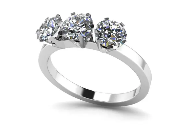 ホワイトゴールドボディのダイヤモンドリングは 最も豪華な3Dレンダリングを形作ります ロイヤリティフリーのストック写真