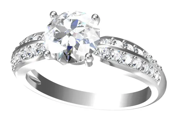 Diamanten Ring Witgouden Body Vorm Meest Luxueuze Rendering Stockfoto