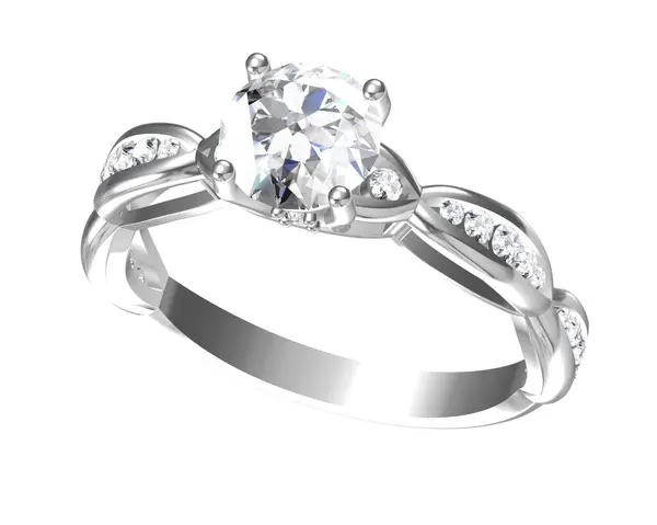 Diamanty Prsten Bílém Zlatě Tělo Tvar Nejvíce Luxusní Vykreslování Royalty Free Stock Obrázky