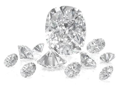 Beyaz arka planda (yüksek çözünürlükte 3d görüntü elmas)