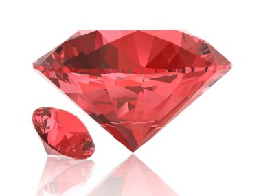 Ruby, citrine beyaz arka planda (yüksek çözünürlükte 3d görüntü)