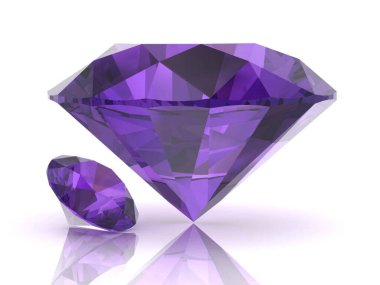 Ametist beyaz arka planda (yüksek çözünürlükte 3d görüntü)