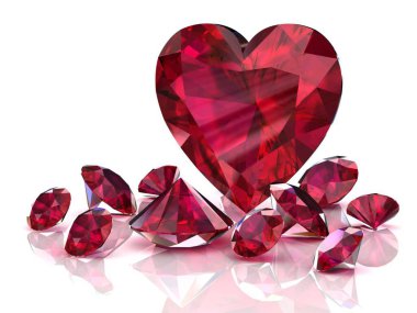Ruby, citrine beyaz arka planda (yüksek çözünürlükte 3d görüntü)