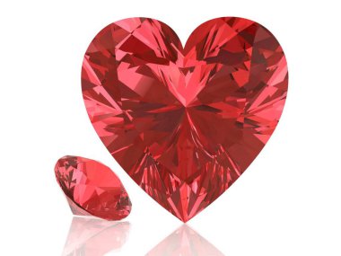 Ruby, citrine beyaz arka planda (yüksek çözünürlükte 3d görüntü)