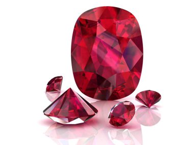 Ruby, citrine beyaz arka planda (yüksek çözünürlükte 3d görüntü)