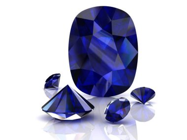 Beyaz arka planda (yüksek çözünürlükte 3d görüntü mavi safir)
