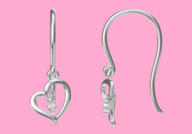 Pembe arka planda güzel küpeler, 3D görüntüleme.