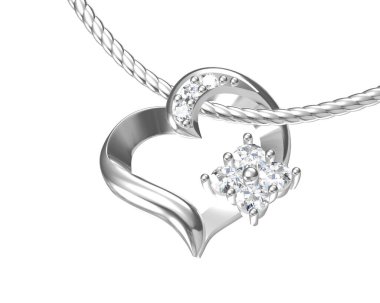 Beyaz arka plan üzerinde izole gümüş moda kolye