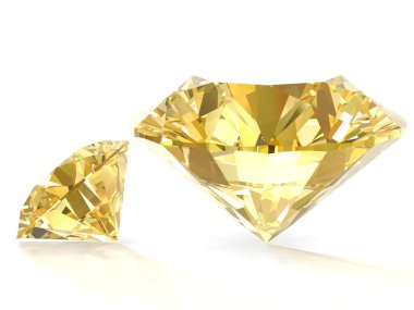 Parlak beyaz sarı safir illüstrasyon (yüksek çözünürlükte 3d görüntü)