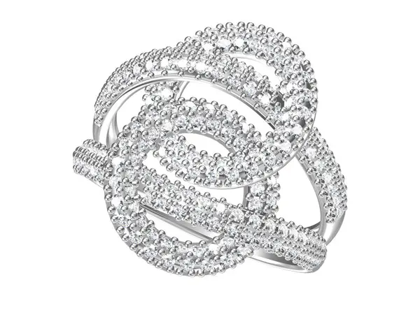 Evlilik yüzüğü beyaz arka planda. 3B görüntüleme