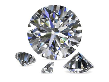 Beyaz arka planda (yüksek çözünürlükte 3d görüntü elmas)