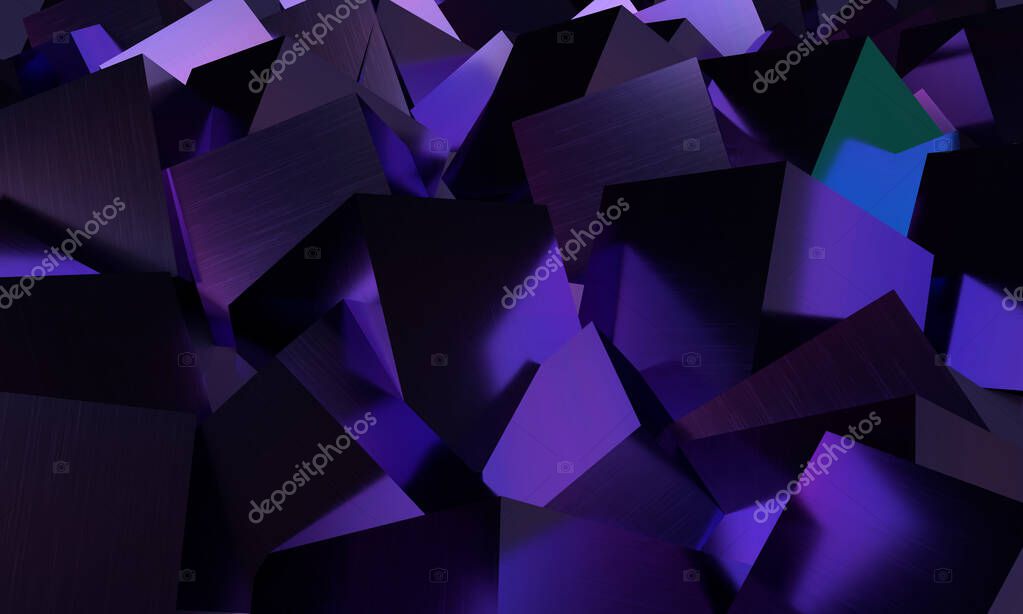 Fondo de pantalla. Poliedros abstractos púrpura. textura 3d. 2023